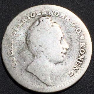 Old Foreign World Coin: 1848 Sweden 1/16 Riksdaler, .  750 Silver