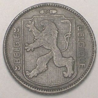 1944 Belgium Belgian One 1 Franc Wwii Occupation Lion Coin