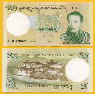 Bhutan 20 Ngultrum P - 30b 2013 Unc Banknote