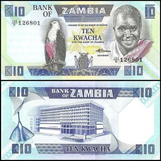 Zambia 1986 - 88,  10 Kwacha,  Banknote Unc