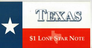 Usa: 2001 Texas Us $1 Frn Star Note,  Dallas Lone Star In Bep Folder
