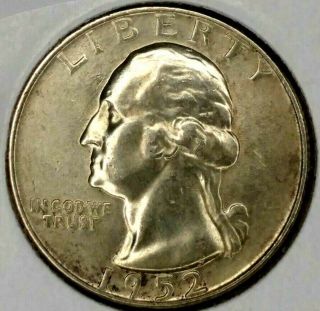 1952 - D 25c Washington Quarter 19oro0628 Au 90 Silver Only 50 Cents For