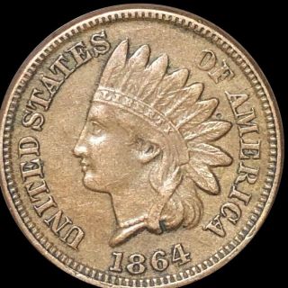 1864 Indian Head Penny Closely Uncirculated Copper Cent Brown Philly Coin No Res