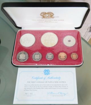 1975 First Coinage Of Papua Guinea Proof Set,  The Franklin (022147l)
