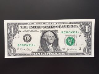 Wow Star Note 2003 $1 Dollar Bill (york  B ),  Uncirculated