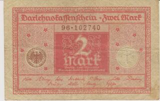 1920 Germany 2 Mark Reichsbanknote - - Paper Money Banknote Currency