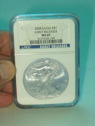 Sealed/graded 2008 Ngc 1oz Us Silver Eagle Dollar Coin Ms69 S$1 