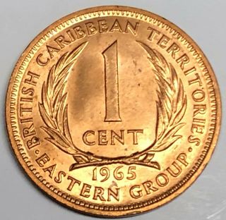 C8528 British Caribbean Territories Coin,  One Cent 1965 Unc.