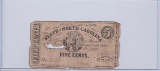 Jan 1 1863 Raleigh State Of North Carolina Fractional 5 Cents 5c Note