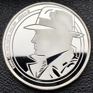 Mugs ' N ' Thugs Dick Tracy 1 oz.  999 Fine Silver Art Coin Disney (2028 - 1) 2