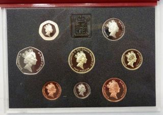 1994 UK Great Britain DELUXE Proof Set 8 Coins RED Case box w/ 2