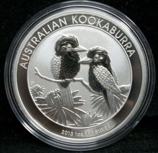 2013 $1 - 1 Oz.  999 Fine Silver Australian Kookaburra Gem Bu Perth In Capsule
