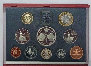 1997 Uk Great Britain Deluxe Proof Set 10 Coins Red Case Box W/