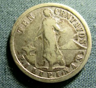 1919 - S Philippines 10 Centavos Silver Coin