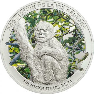 Central African Republic 2013 Piliocolobus Foai - Monkey 20g Silver Proof Coin