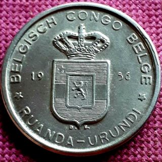 Belgian Congo/ruanda Urundi: Exceptional High Graded 5 Francs 1956 Km 3 Unc