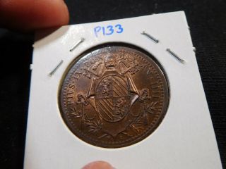 P133 Italy Papal States 1849 - R 1/2 Baiocco Unc Red Brown