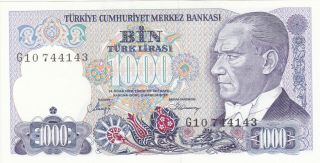 1000 Turk Lirasi Aunc Crispy Banknote From Turkey 1970 Pick - 196