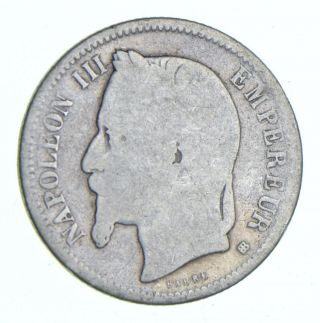 Roughly Size Of Quarter - 1869 France 1 Franc - World Silver Coin 881