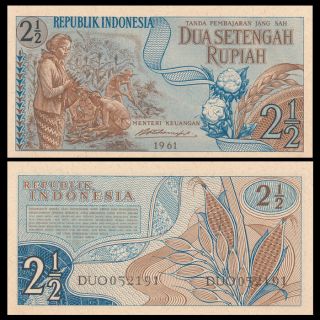 Indonesia 2.  5 (2 1/2) Rupiah,  1961,  P - 79,  Unc