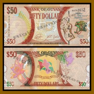 Guyana 50 Dollars,  2016 P - Commemorative 50 Years Of Independance Unc