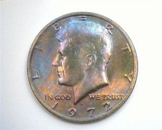 1972 - D Kennedy 50 Cents Exceptional Uncirculated With Iridescent Toning