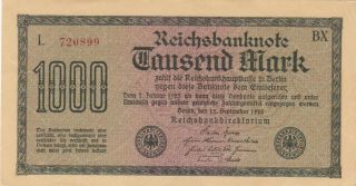 Ef 1922 Germany 1,  000 Mark Note,  Pick 76f