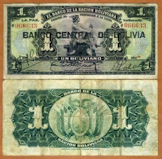 Bolivia,  1 Bolivano,  1929,  P - 112,  Vg Hand Signed