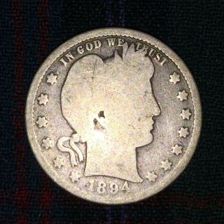 Us 25 Cent Barber Quarter 1894 S - Silver