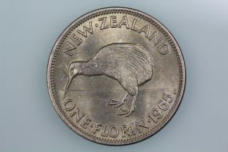 Nz Florin Coin 1965 Km28.  2 Brilliant Uncirculated