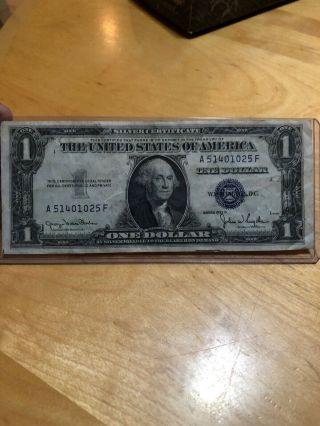 1935d Silver Certificate Currency Us One Dollar Bill Blue Seal Note