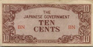 Burma - Japanese Invasion Currency - 10 Cents (block Bn)