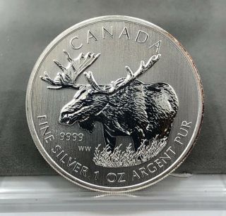 2012 $5 Canada 1 Oz.  9999 Fine Silver Wildlife Series Moose Coin