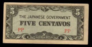 Philippines - Japanese Occupation - 5 Centavos Banknote - Wwii - Series: Pp