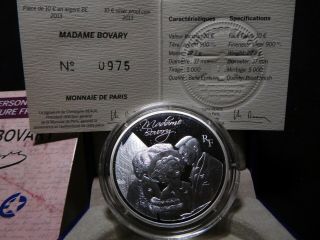 N91 France 2013 Monnaie De Paris Silver €10 Madame Bovary Proof W/ Box &