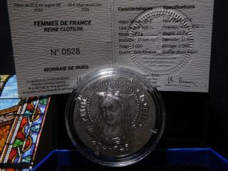 N78 France 2016 Monnaie De Paris Silver €10 Queen Clotilde Proof W/ Box &