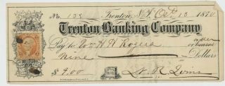 Mr Fancy Cancel Trenton Banking Company Nj 1870 Check 2670