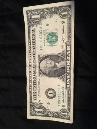 2009 $1 Dollar Bill Federal Reserve Note Fancy Serial Number Unique Birthday