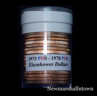 1973 1974 1976 (t1 T2) 1977 1978 P,  D,  S Eisenhower Dollar Proof Set In Roll