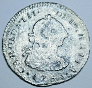1783 Mi Spanish Silver 1/2 Reales Piece Of 8 Real Colonial Pirate Treasure Coin