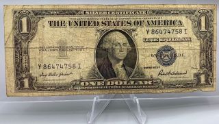 1935 F $1 Dollar Bill Silver Certificate Frn Note Blue Seal Banknote Paper Money