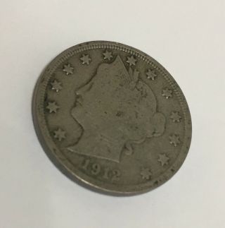 1912 S Liberty V Nickel 5 Cent Key Date Circulated Rare San Francisco Five