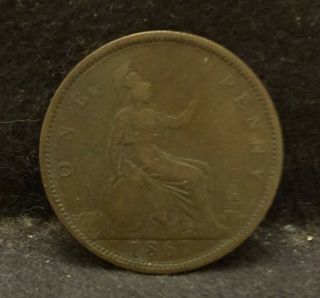 1861 Great Britain Penny,  Victoria,  Km - 749.  2