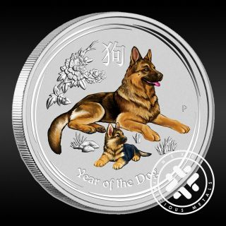 2018 Australian 1/2 Oz Silver Coin Year Of The Dog Colorized