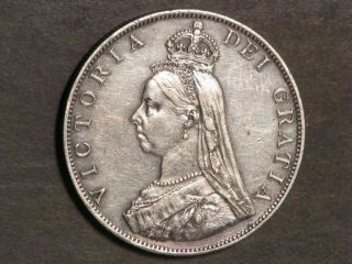 Great Britain 1887 2 Florin Victoria Silver Vf - Xf
