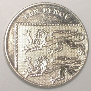 2010 Uk Great Britain British 10 Pence Queen Elizabeth Ii Lions Coin Xf