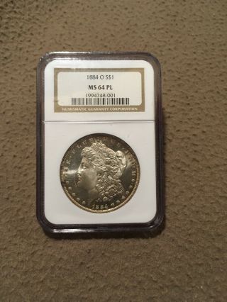 Morgan Silver Dollar 1884 - O Ngc Ms64pl