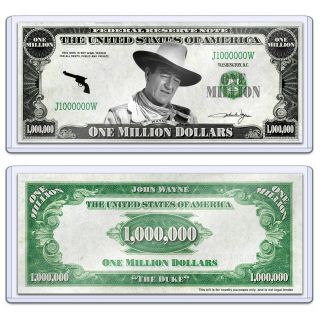 John Wayne Million Dollar Bill Retro Cowboy Western Collectible With Case