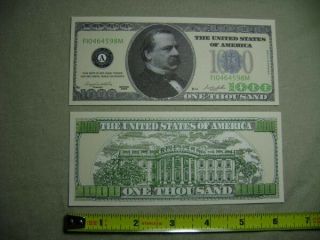 2x President Grover Cleveland One Thousand Dollar Novelty Bills  $1,  000