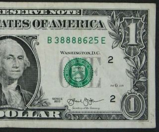 2013 $1 (one Dollar) – Note,  Bill - Fancy Serial Number - Four 8 